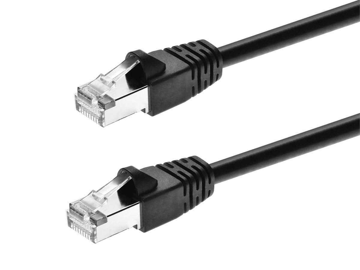 Monoprice Cat6A 3ft Black Patch Cable Double Shielded (S/FTP) 26AWG 10G Pure Bare Copper Snagless RJ45 Fullboot Series Ethernet Cable 1