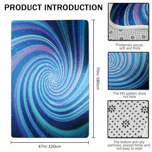 SEBKQ Optical Illusion Area Rug Black Light,UV Reactive 3D Fluorescent Rug for Bedroom Living Room Decorative Rug 70"×47"×0.39" 2