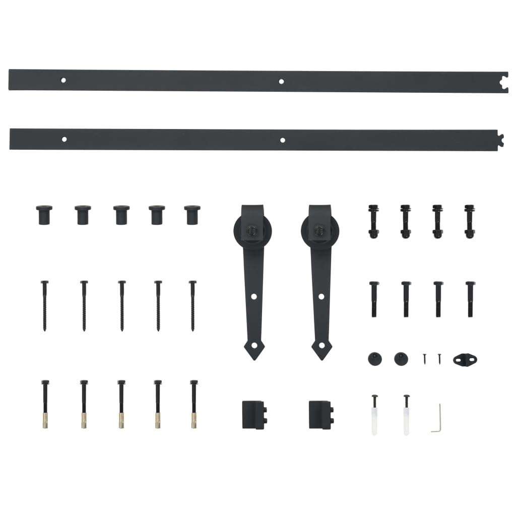 Tidyard Sliding Door Hardware Kit, Barn Door Hardware 72" Steel Black 5