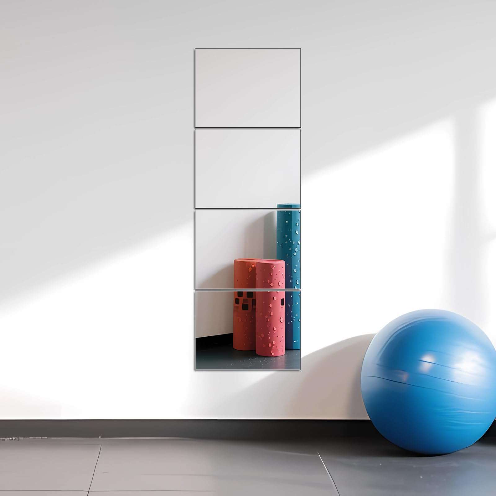 Ruomeng Full Length Wall Mirror Tiles - 12" x 16" x 4Pcs Frameless Full Body Mirror Tiles Wall Mounted Mirror for Home Gym Vanity Bedroom, Living Room 3