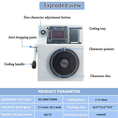 PLASMARGON DPL Card Embossing Machine Credit Card ID Card PVC Card Embossing Machine Manual Coding Machine (72 Characters) 2