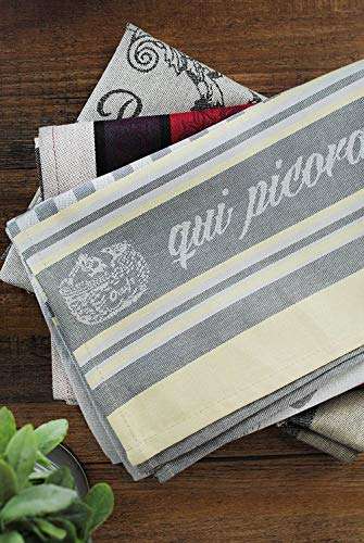 DII 100% Cotton, Machine Washable, Everyday Kitchen Basic, Ultra Absorbent, French Jacquard Decorative Dishtowel 20x28", Set of 3- Une Poule Sur Un Mur 4