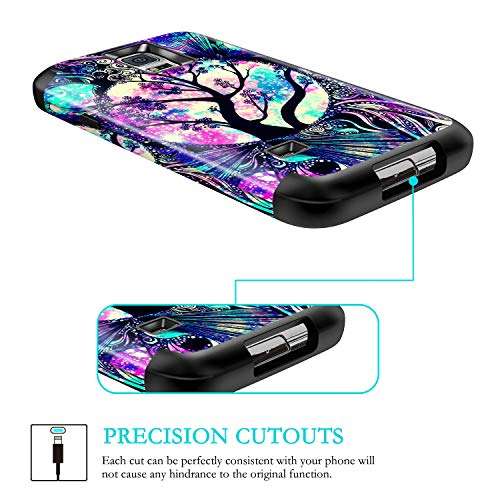 Lamcase for Galaxy S5 Case Shockproof Dual Layer Hard PC & Flexible Silicone High Impact Bumper Drop Protective Case Cover for Samsung Galaxy S5 i9600, Life Tree 6
