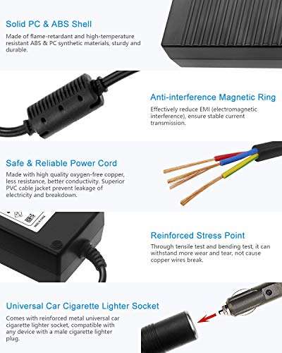 ALITOVE AC to DC Converter 110V ~ 240V to 12V 10A 120W Power Supply Adapter Car Cigarette Lighter Socket AC/DC Transformer for Car Vacuum Cleaner, Car Refrigerator and Other Car Devices 5