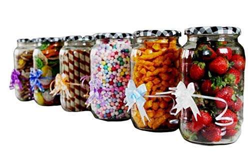 Decor Shine 1000 Ml Grocery Kitchen Container jar for Storage Food Material,Spice Storage,Pickle Storage Jar with air Tight Lid (2, Black Checks) 3