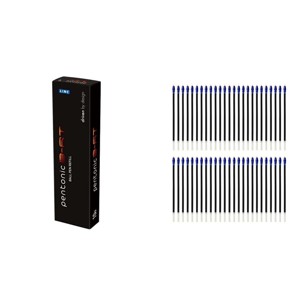 Pentonic B-RT Ball Pen Refill (0.7 mm, Black Ink, Pack of 60) & Pentonic LINC Refill (Blue Ink) - Pack of 50