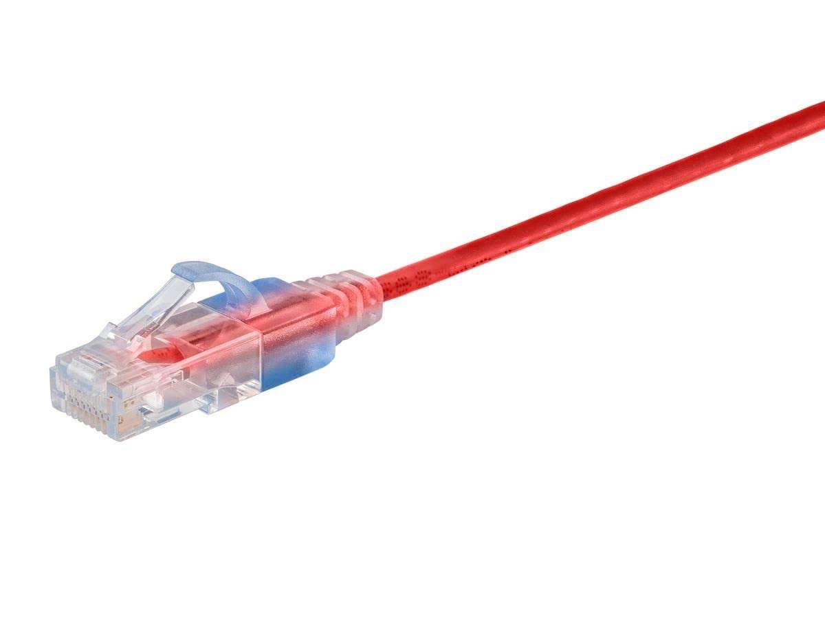 Monoprice Cat6A 2ft Red 10-Pk Patch Cable UTP 30AWG 10G Pure Bare Copper Snagless RJ45 SlimRun Series Ethernet Cable 2