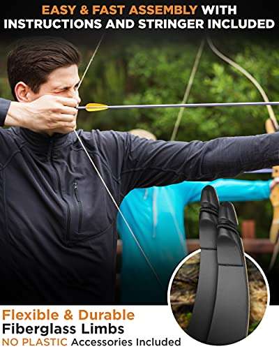 CREATIVE XP GlassHarrier Takedown Recurve Bow Set for Adults - 58” Hunting Archery Bows with Aerospace Aluminum Limbs and Riser - Right Handed Longbow - Size 50 Lbs - Top Recurve Bows for Adults 2