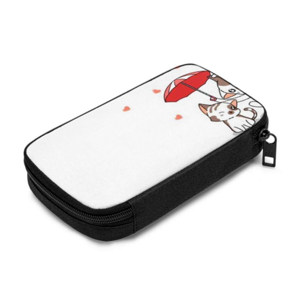 Electronics Accessories Organizer Bag Banner Greeting Kawaii Cat Umbrella Protect Electronics Organizer Electronic Cable Travel Organizer Storage Bag of Cases for Cable, Charger, Phone, USB, Sd Car 2