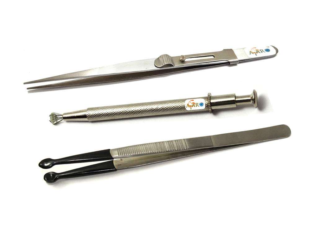 ATAR Jewelry Gems Diamond Gemstone Tweezer Pearl, Slide Lock & 5 Prong Tweezers ATL7 1
