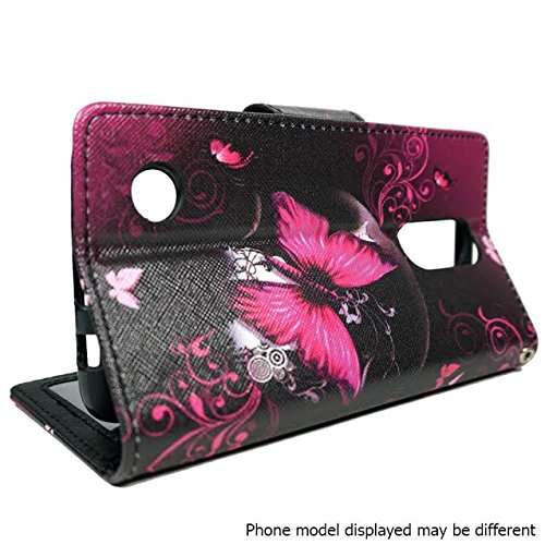 ZASE Compatible with Samsung J7 V, Galaxy J7 Prime, J7 Perx J7 Sky Pro Wallet Pouch Folio PU Leather Case w/[Kickstand] Card Slot For Galaxy J7 (2017), J7V, J7 Perx, J7 Sky (Hot Pink Butterfly Flower) 4