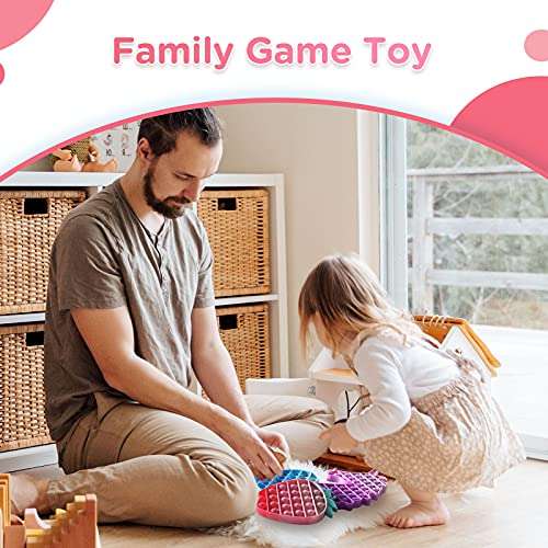 HiUnicorn 4 Pack Poppers Pop Sound Fidget Toys Gifts for Girls, Rainbow Unicorn Push Bubble Popping Game Toy, Macaron Pineapple Strawberry Fruits Sensory Toys (Yellow+Pink+Blue+Purple) 2