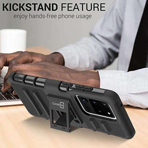 CoverON Rugged Belt Clip Explorer Series for Samsung Galaxy S20 Ultra Holster Case - Matte Black 5