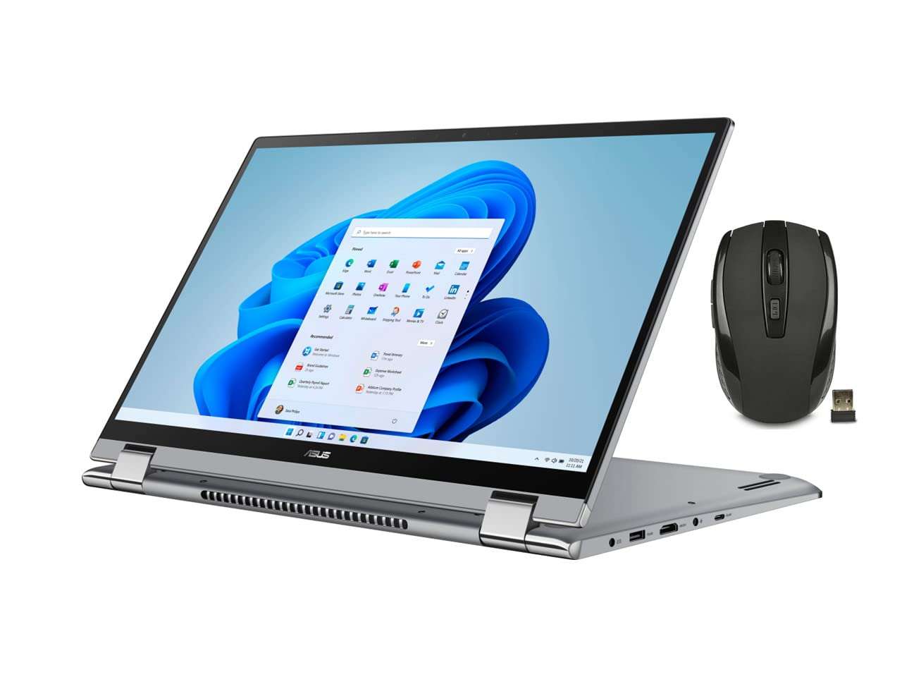 ASUS ZenBook 2 in 1 15.6” FHD Touch Screen LED Display Laptop | AMD Ryzen 7 5700U | 8GB RAM | 1TGB SSD | NVIDIA GeForce MX450 | Backlit Keyboard | Windows 11 | Grey | with Wireless Mouse Bundle 2