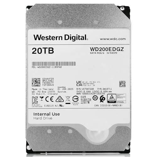 Western Digital WD Ultrastar 20TB Internal Hard Drive WD200EDGZ 3.5 Inch HDD SATA 6Gb/s 7200RPM 512MB Cache (Renewed)