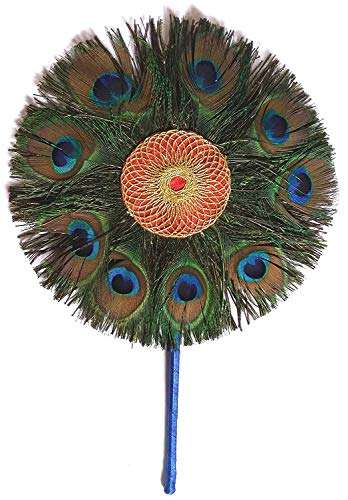 Rollyware Natural Peacock Feather More Pankh Fan Tails Original Full Length Laddu Gopal Handmade Morpankh Peacock Feather Dress, Pack of (4) 1