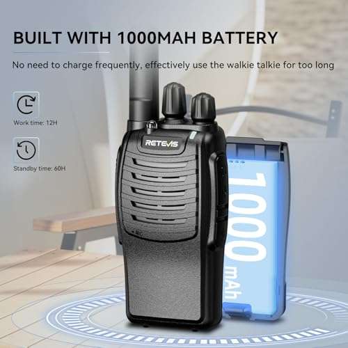 Retevis H-777 Walkie Talkies with Shoulder Mic,2 Way Radios Long Range,License-Free,LED Flashlight,Portable,Shock Resistant,for Family Outdoor Small Commercial (4 Pack) 5