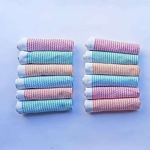 Yesotha Textiles (Pack of 12 Pcs, Multicolor) Kitchen Towel | Cleaning Towel | Superior Cotton | Multi-Purpose| Waffle Dish Cloth | by Yesotha Textiles, 14 x 24 Inch (12-STR-KIT-NAP) 1