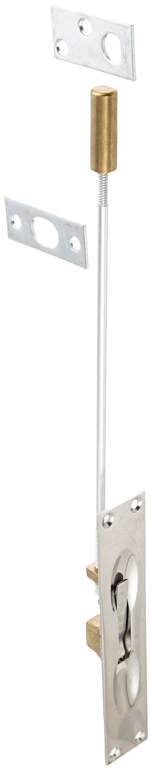 Rockwood 550.26 Lever Extension Flush Bolt for Fire-Rated Swinging Hollow Metal Doors, 1-1/4" Width x 6-3/4" Height Face Plate, Brass Polished Chrome Plated Finish