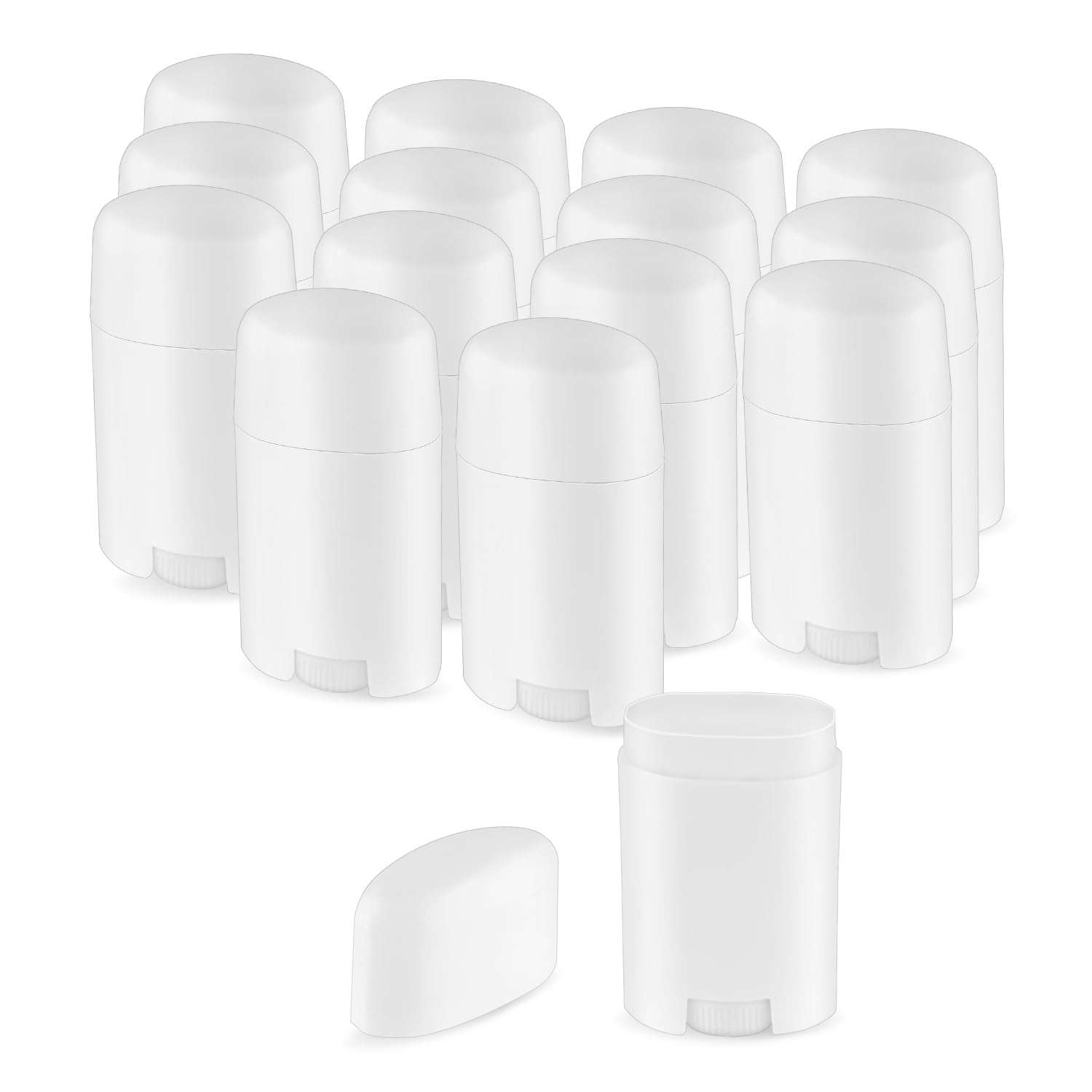 DynnnDy 15 Pcs 50g/1.7oz White Oval Plastic Deodorant Containers Refillable Oval Shaped Lip Balm Tubes Top-fill Lotion Stick Bottles for Homemade Chapstick Crayon Lipsrtick Moisturizer 1