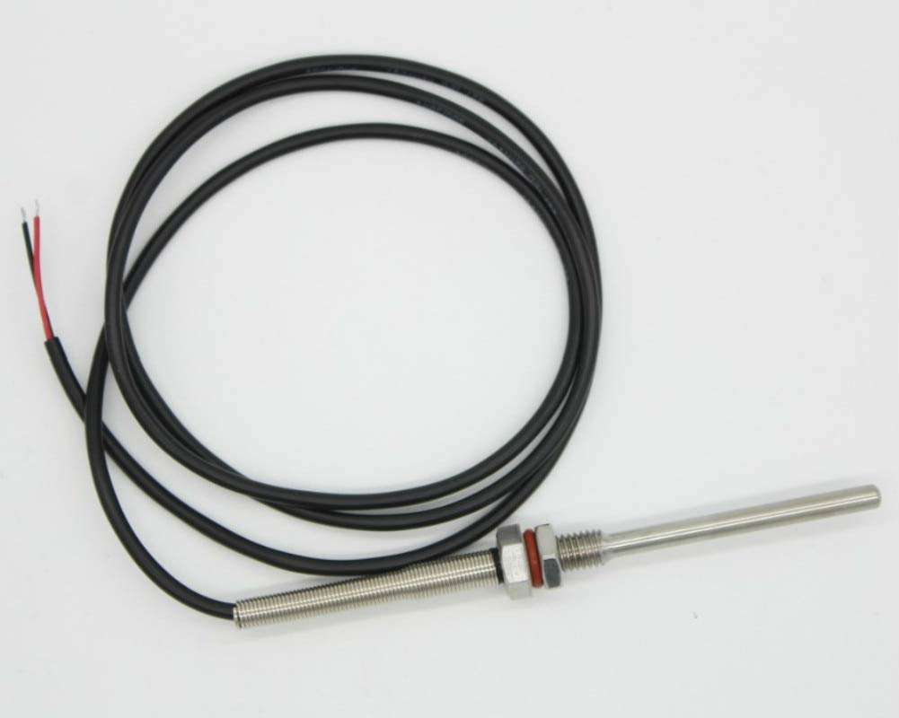 Xucus NTC 3950 10K Thermistor Temperature Sensor SUS304 OD 5mm Probe Wire 1m -40~150 Degree Thread M8X1.25 L35mm-300mm - (Color: L250mm) 1