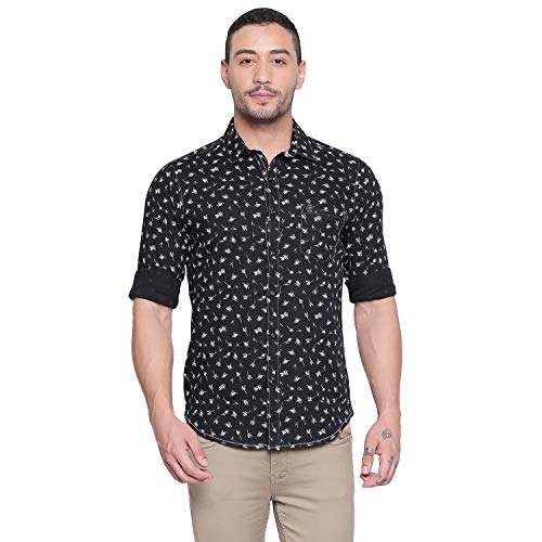 Mufti Men's Slim Fit Shirt (MFS-10707-J-01- Black L) 1