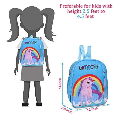 HOT SHOT Kids Bag 039, Unicorn Bag, Blue School Bag, 2To5 Years, Boy & Girl, 10 Liters Preschool & Nursery Waterproof Plush Bag 3