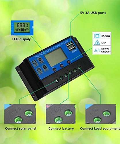 SPARKEL PWM 12V/24V 30A Digital Solar Charge Controller with Dual 5V USB Charging, Dusk to Dawn Feature for Batteries Lead Acid(SPSCC-230) 6