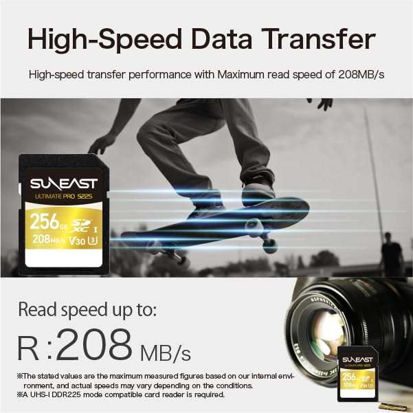 SUNEAST Ultimate Pro 256GB SDXC UHS-I Memory Card – Up to 208MB/s Read, 170MB/s Write, V30, U3, C10, High Speed SD Card for 4K UHD Video, DSLR and Camera 3