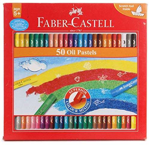 Faber-Castell 50 Oil Pastels With Scratch Tool,White