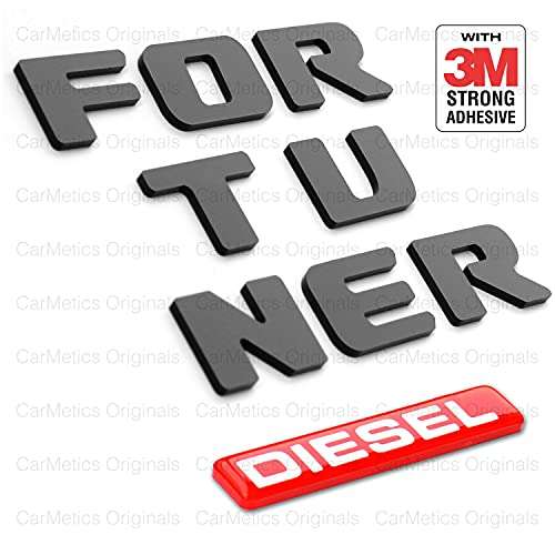 CarMetics - 9F-7OZI-RA5Z Fortuner 3D Letters for Toyota Fortuner Glossy Black - 3D Letters 3D Logo 3D Sticker fortuner Accessories 1