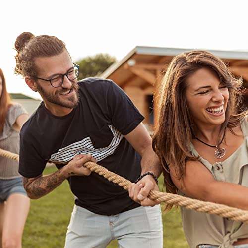 BLUE PANDA Field Day Tug of War Rope - 50 ft Brown Jute - Team Building Activity & Summer Camp Outdoor Rope with Flag & Whistle for Relay Race, Sack Race & Obstacle Course for Adults 2