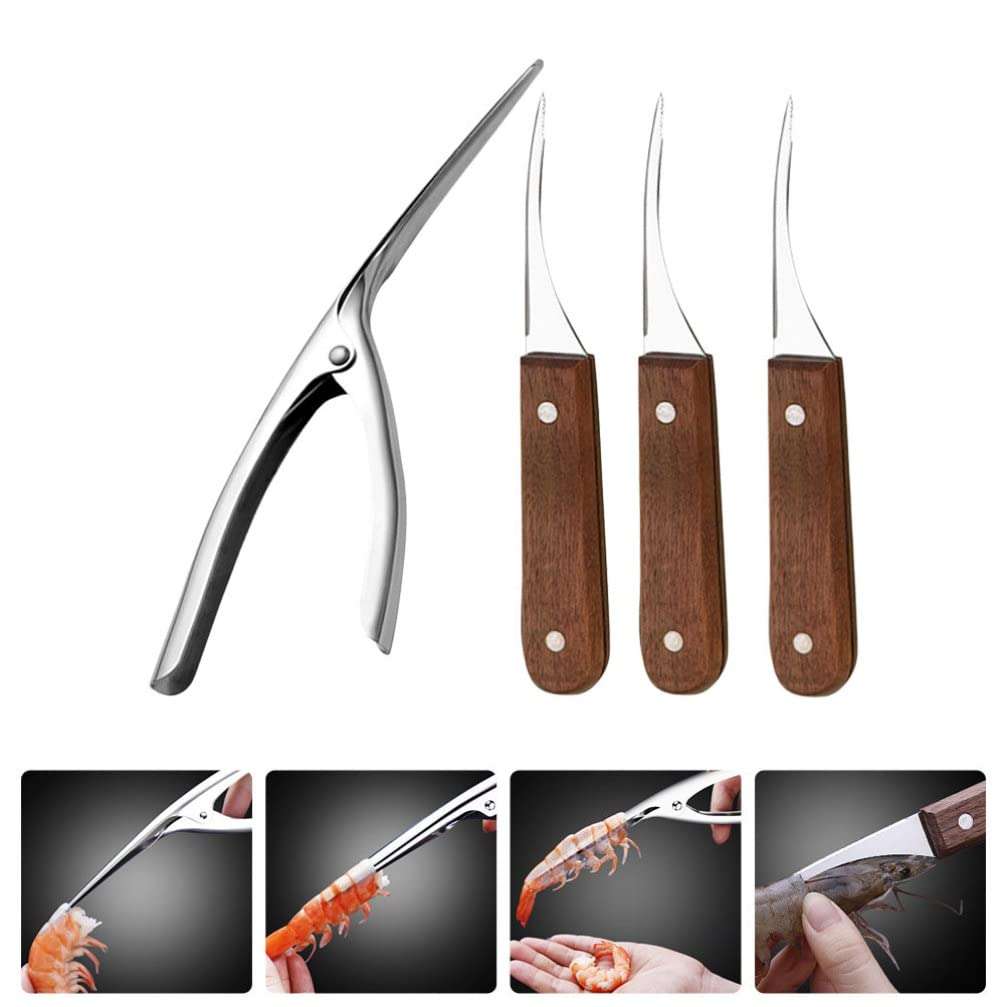 1 Set Stainless Steel Shrimp Opener Shrimp Shell Cleaner Shrimp Cleaner Tool Shrimp Peeler Tool Kitchen Supplies Shrimp Knives Shrimp Peeling Gadgets Shrimp Line Cutter 6