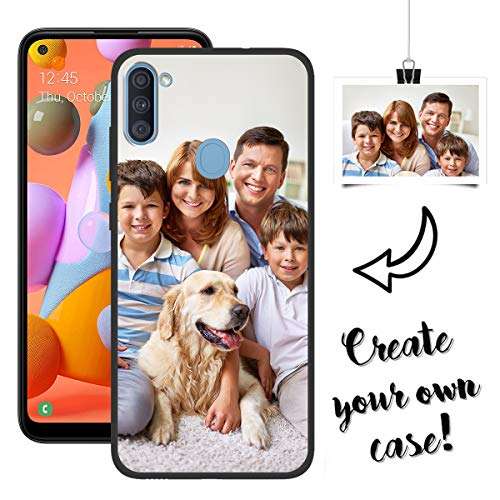 Styletify Custom Phone Case for Galaxy A11, Personalized Photo Case Picture Customized Drop Proof Silicone Case Soft Candy Cases Protective Phone Cover Birthday Black 2