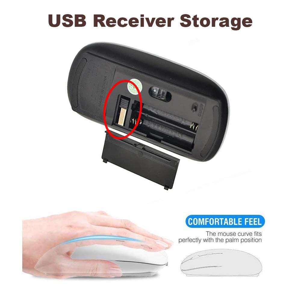 2.4G Ergonomic Portable USB Wireless Mouse for PC, Laptop, Computer, Notebook with Nano Receiver ( Frozen Ice Texture ) 2