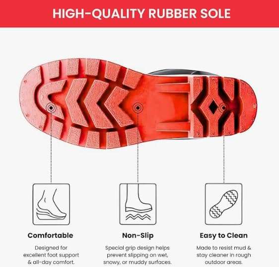 TECHNOSPILL Steel Toe Lightweight Gum Boots | Standard Steel Safety Shoes | Size - 8 | Anti Slip, Waterpoof | Breathable Printed Leather Shoes | Puncture and Tear Resistant | For Industrial Use I Colour - Red (10, UK Footwear Size System, Adult, Men, Numeric, Medium, 10) 4