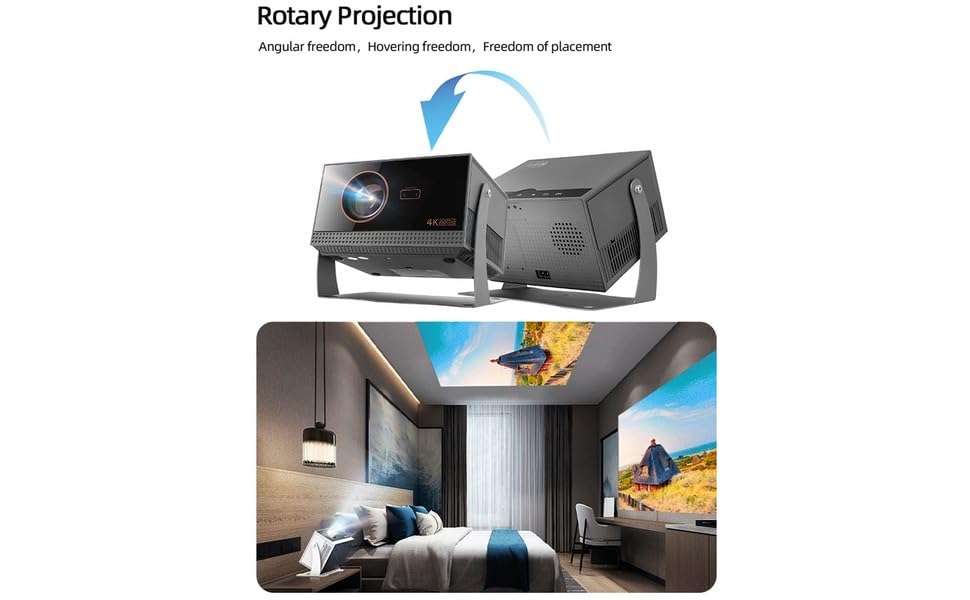 TOPTRO Q9 Max Projector 4K Ultra HD Support, HDMI ARC 16000 Lumens 270° Rotatable, Auto Focus1080P Native, Auto Keystone 5G WiFi, BT, YouTube, Netflix, Prime, Hotstar and More 6