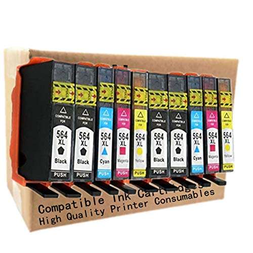 No-name 4 Color Compatible Ink Cartridge Replacement for HP 564XL 564 XL HP564 HP564XL Deskjet 3070A 3520 3522 3524 Officejet 4620 Inkjet Printer (4 Black 2 Cyan 2 Magenta 2 Yellow, 10 Pack) 1