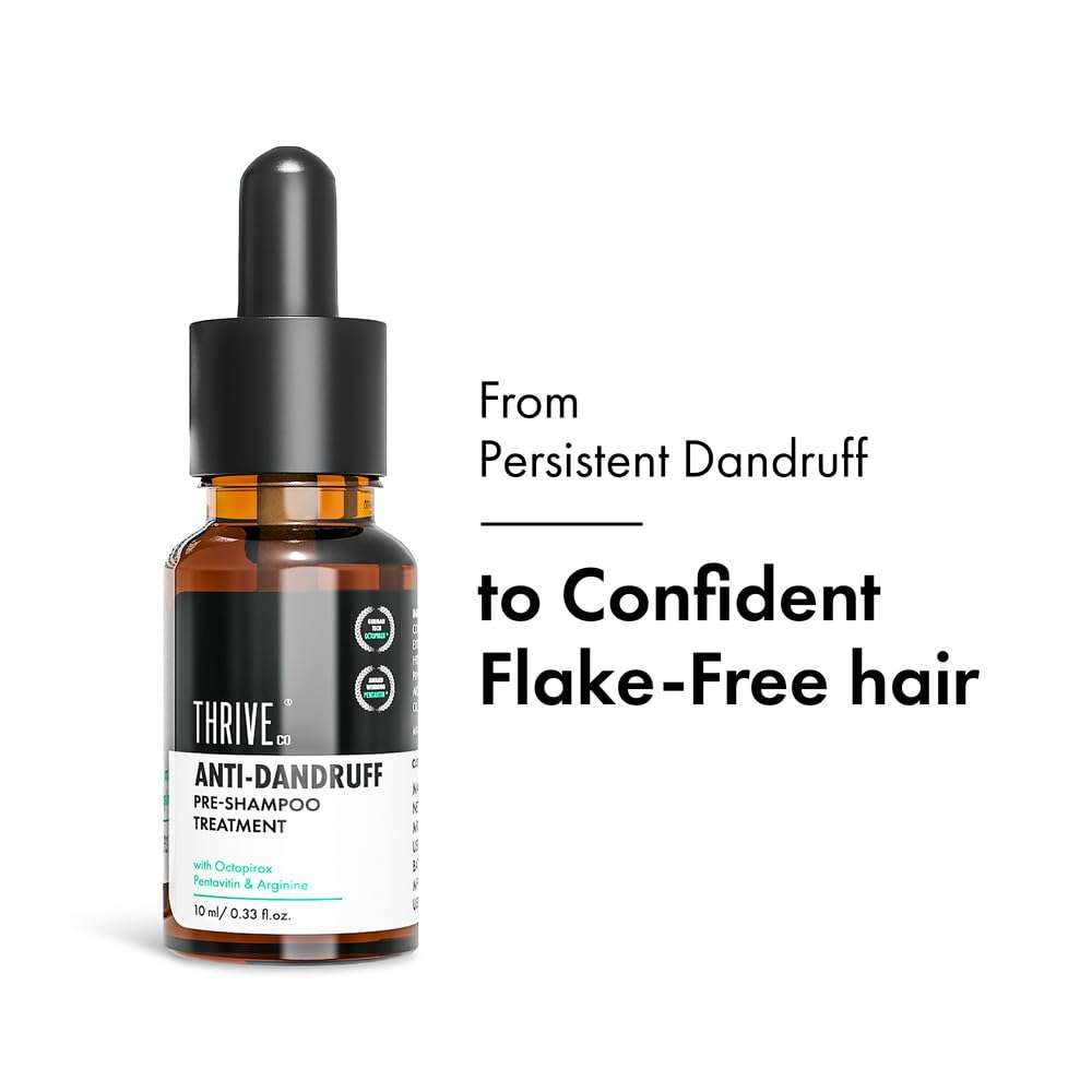ThriveCo Anti-Dandruff Pre-Shampoo Serum for Itchy, Dry & Flaky Scalp | With Octopirox, Pentavitin & Arginine | Reduces Hair Breakage & Strengthens Hair for Men & Women | 10ml 3