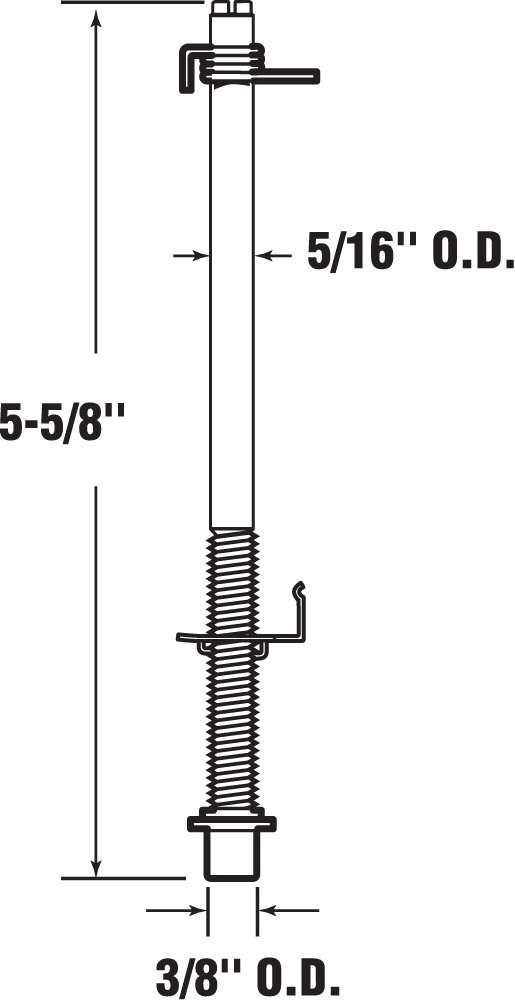 Prime-Line N 6639 Bi-Fold Bottom Pivot Rod, Steel Clip, Nylon Cap, 5-5/8 In. (Single Pack) 2