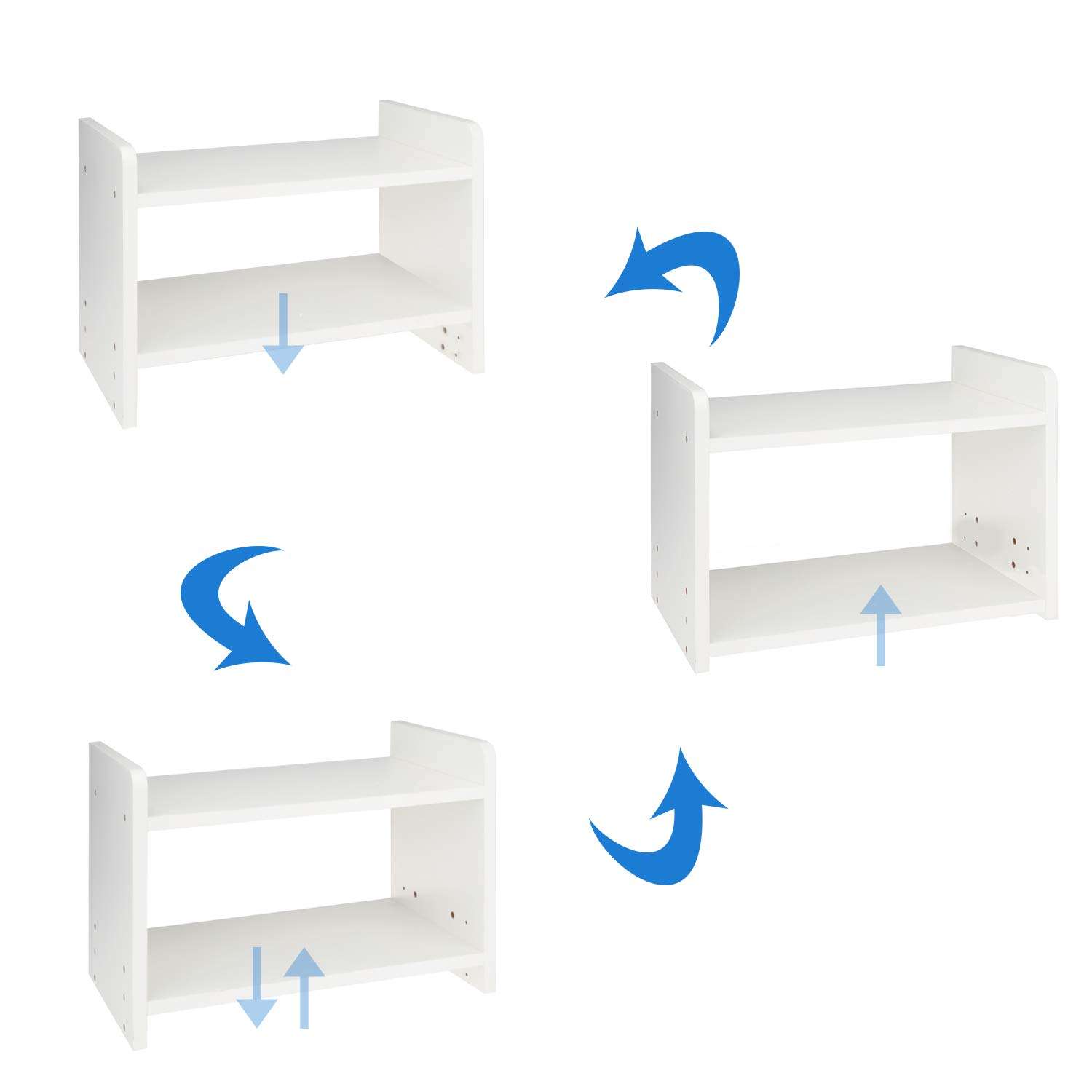 Monitor Stand TV Laptop Computer Wooden Printer Stand, 2 Layer Desk Tidy Organizer Desk Storage Printer Shelf Desktop Rack Multi-Function Student Desk Small Bookshelf Desk Rack File Storage Rack 4