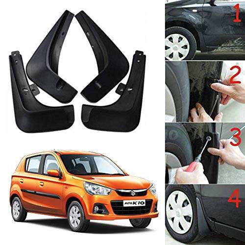 Oshotto (O.E.M Fitting Cup Type) Mud Flap/Splash Guard Compatible with Maruti Suzuki Alto K/10 2010,2011,2012,2013,2014 (T-I) (Set of 4) 1