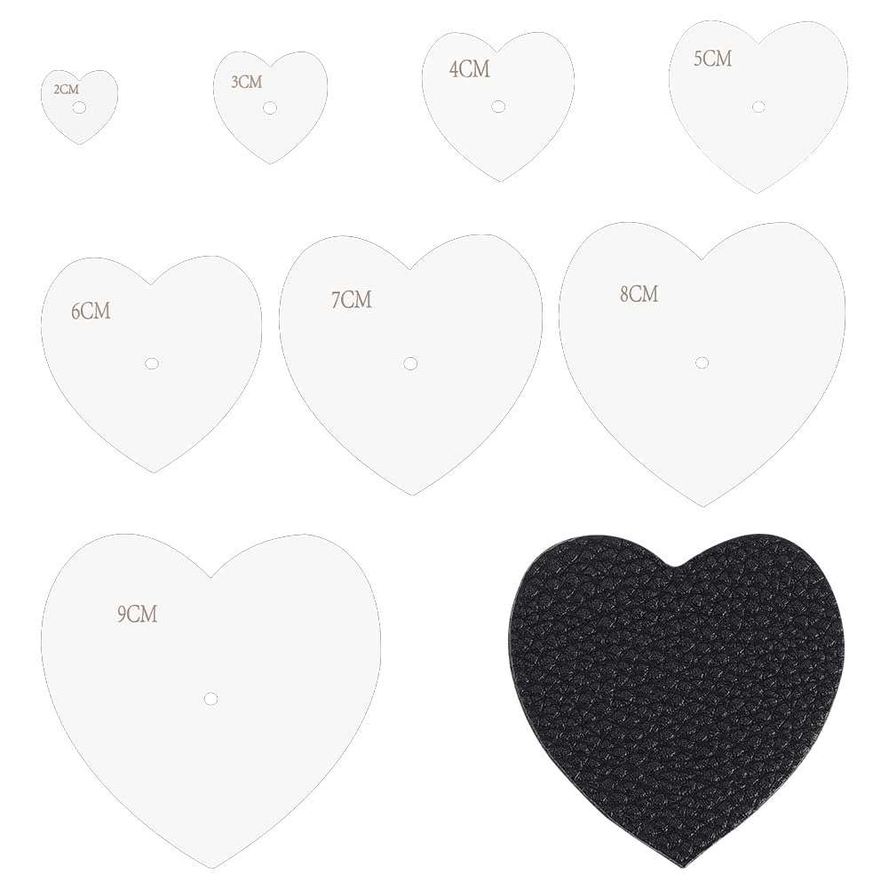 UNICRAFTALE 8 Pcs Acrylic Sashiko Stencils 8 Sizes Heart Stencils Heart Quilting Template Embroidery Tool Drawing Heart Stencils for Painting Hand Quilting and Embroidery 1