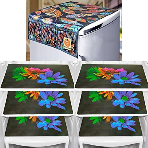 KANUSHI Industries® PVC Fridge Mats Set Of 6 / Refrigerator Mats+1 Pc Fridge cover/Refrigerator cover(FRI-DIG-C+M-24-06) 1
