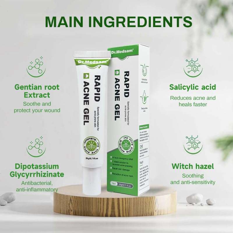 Dr.Medsam Rapid Ance Gel, Salicylic Acid Acne Treatment Acne Control Gel Inhibit Color Sink, Eliminate Acne Anti-inflammatory Sterilization Improve the Oil Pox Skin 20g/0.7Oz 4