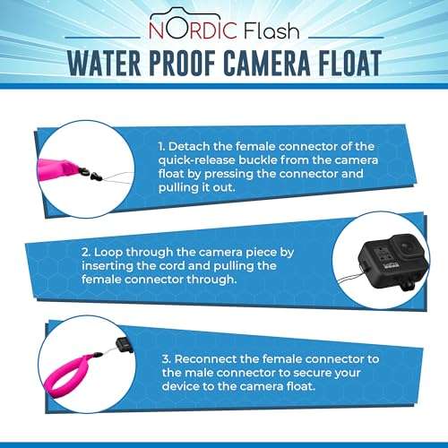 Nordic Lifting Camera Floats - Floating Wrist Strap for Underwater Camera, GoPro Accessories, Waterproof Phone Pouch, and Keychain for Boating - Pink & Red 5