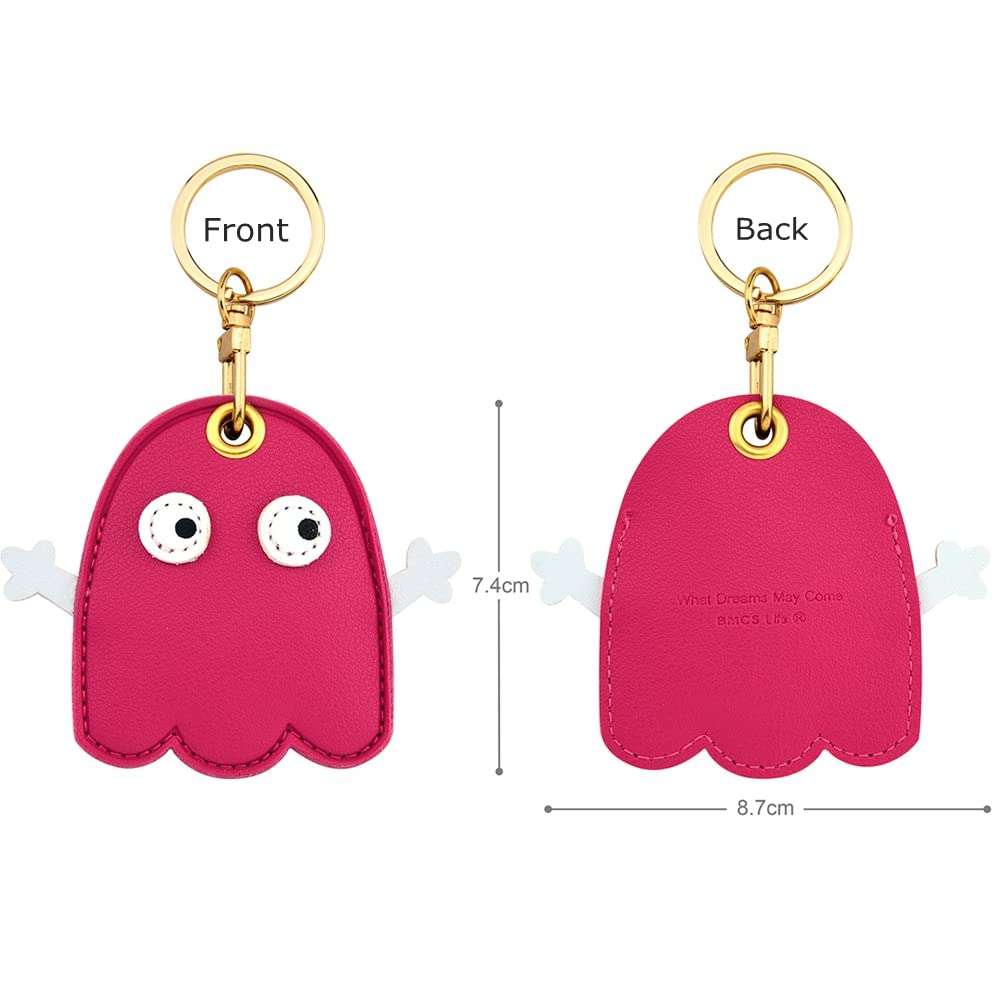 2 Pack Tomcrazy 3in1 PU Leather Protective Case for Apple Airtag Keychains Huawei Tag Cover Keys Ring Storage Pendant Access Card Keychain Suitable for Bag/Suitcase (1 Ghost & 1 Ladybug) 3