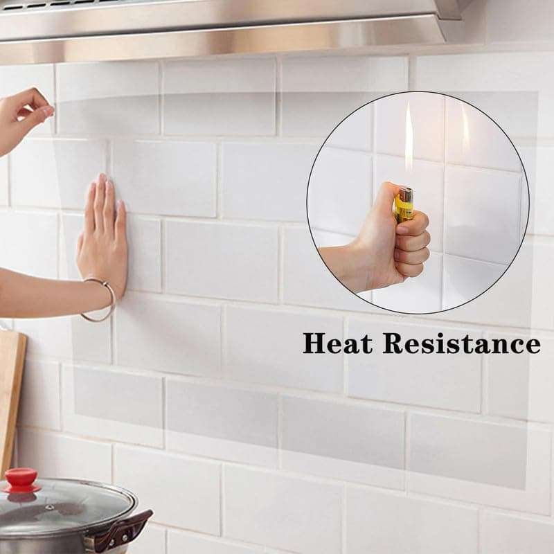 Woohome Wall Protector Self Adhesive Oil Proof Waterproof Sticker Kitchen (12 X 24 Inch) Wall Protector Transparent Laminate Sheets for Furniture for Cupboard Furniture Doors (1 X 2 sqft) 3