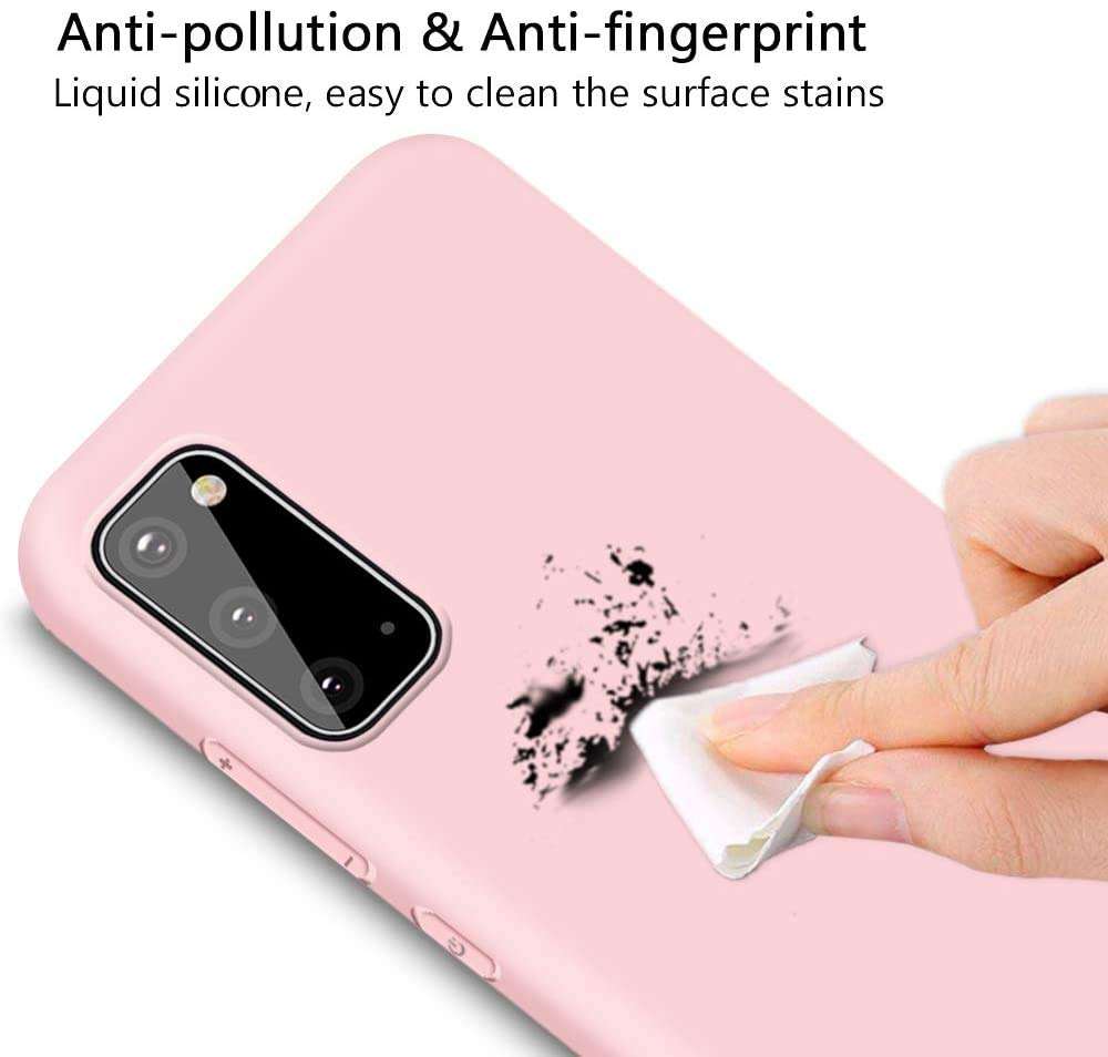 Leton-US Samsung Galaxy S20 Plus Phone Case,Soft Slim Silicone Case Gel Rubber Bumper Case Anti-Scratch Shockproof with Microfiber Lining Protective Shell Cover for Samsung Galaxy S20 Plus Pink 4