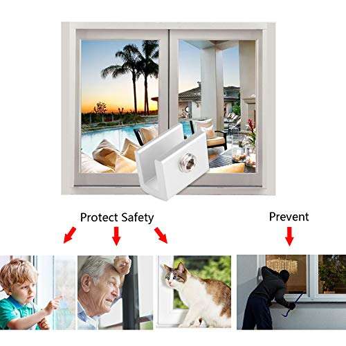 KISEER 5 Pack Sliding Windows Lock Stopper Aluminum Alloy Door Security Lock Stop with Key for Home or Office 3